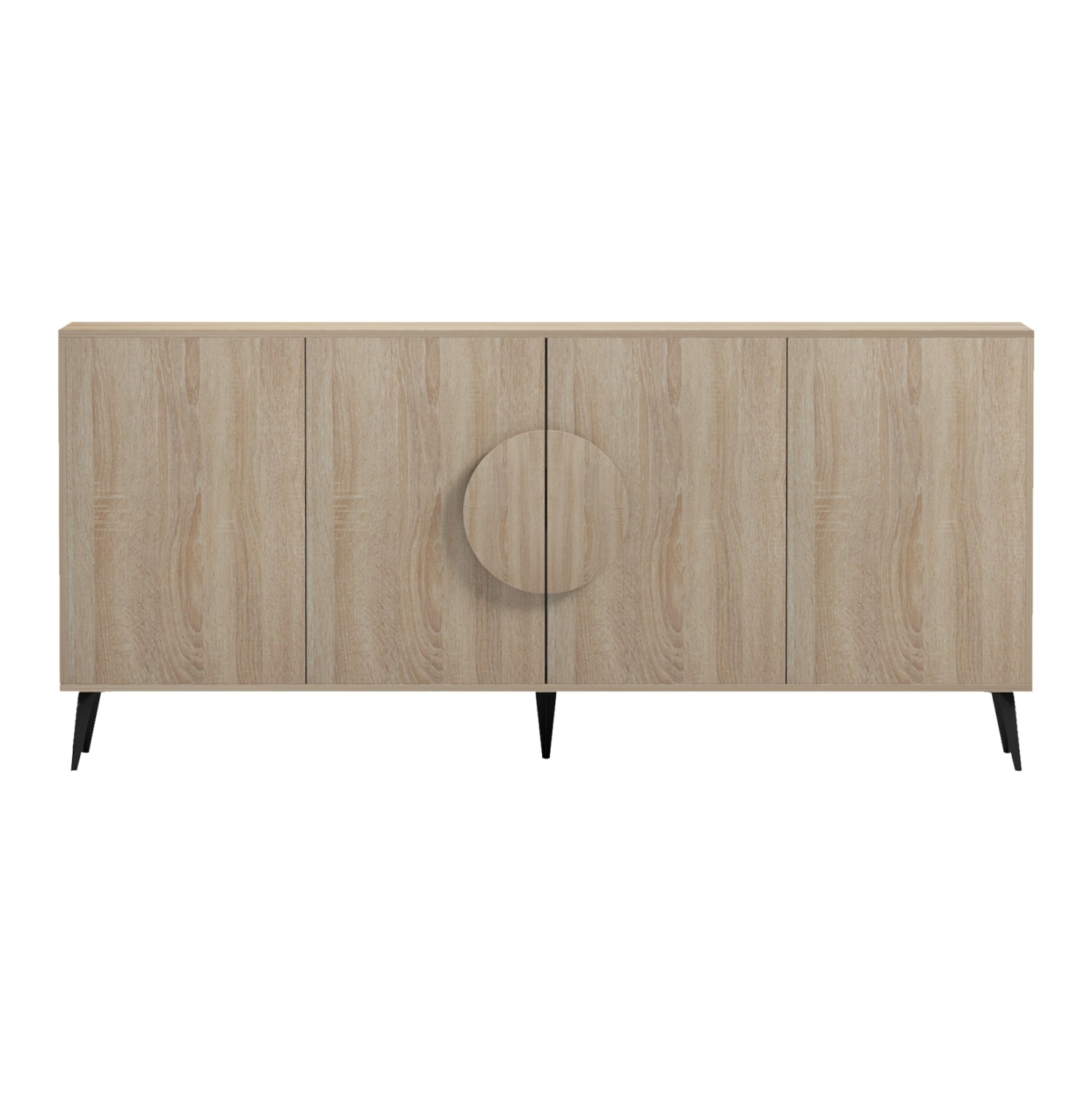 Бюфет SAVORE меламин в цвят Сонома - черни метални крака 180x35.5x82см.