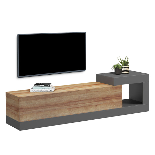 Стенна телевизорна мебел ESSENZA меламин Дъб/Сиво 150x29.6x38.6см.