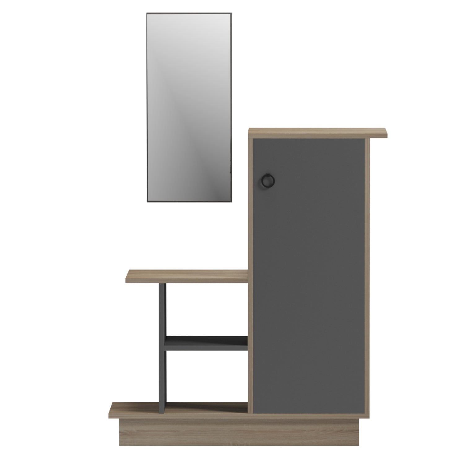 Мебели за вход със стенно огледало song melamine в цвят sonama/сиво 80x30x90hсм