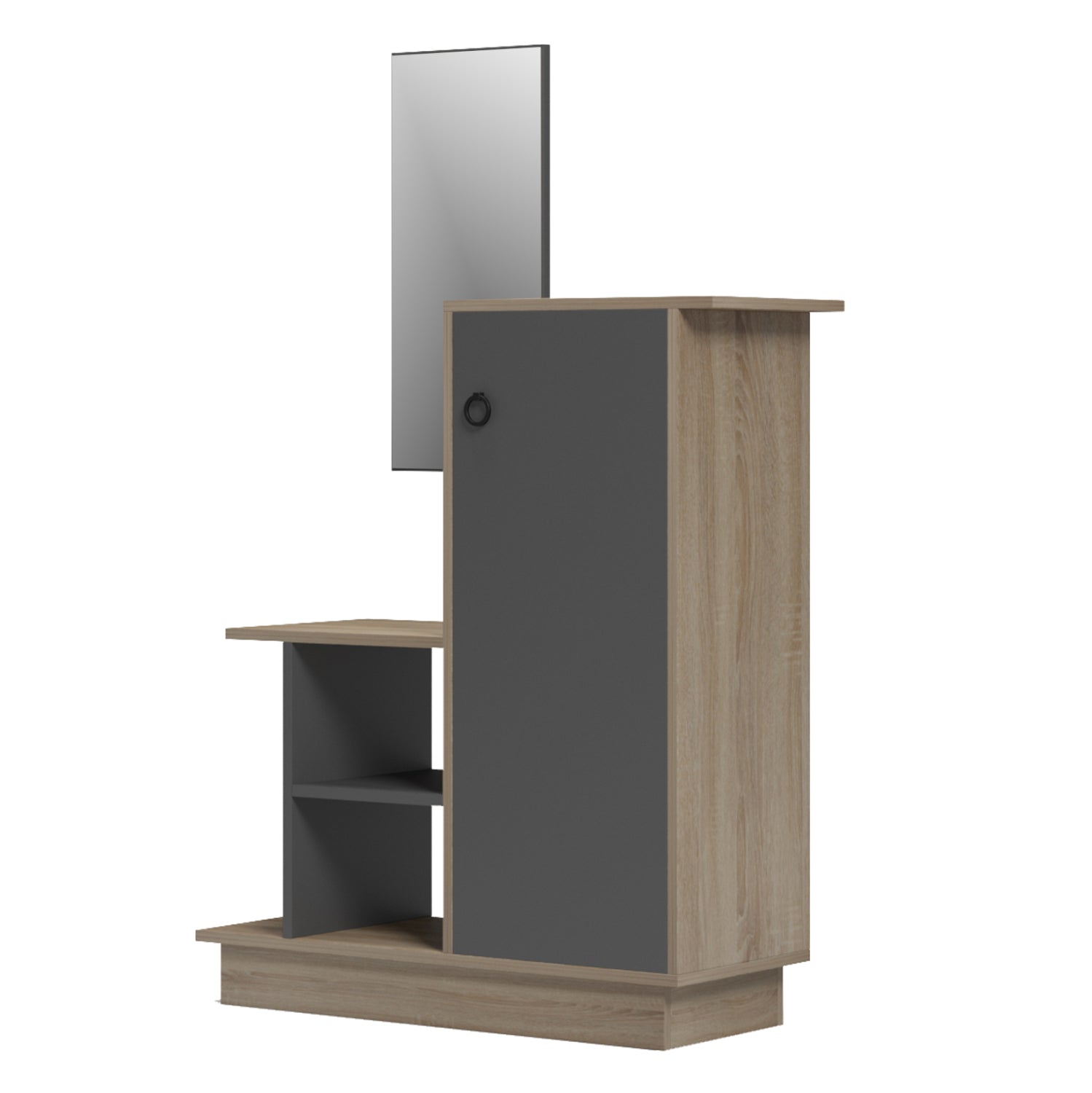 Мебели за вход със стенно огледало song melamine в цвят sonama/сиво 80x30x90hсм