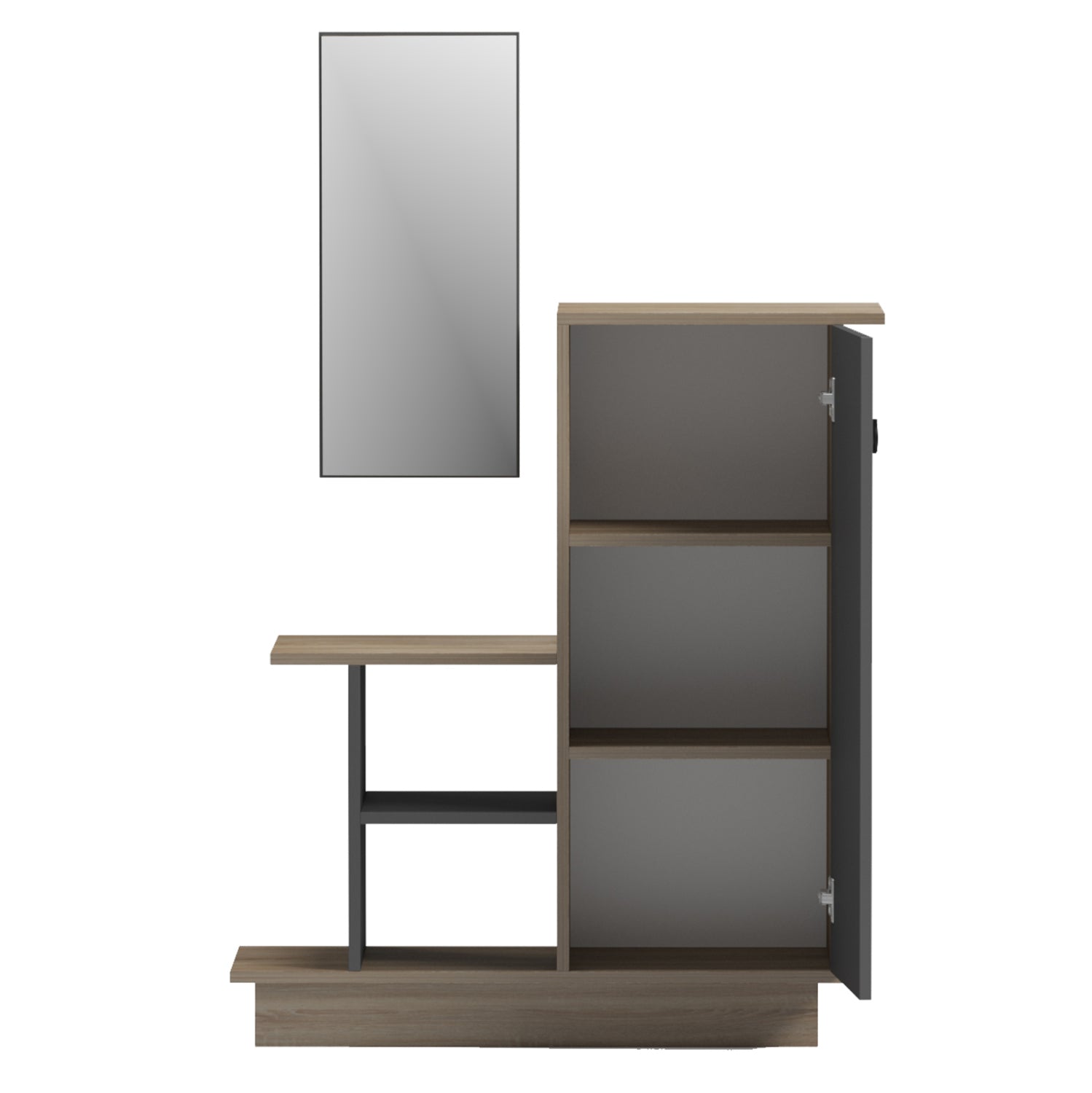 Мебели за вход със стенно огледало song melamine в цвят sonama/сиво 80x30x90hсм