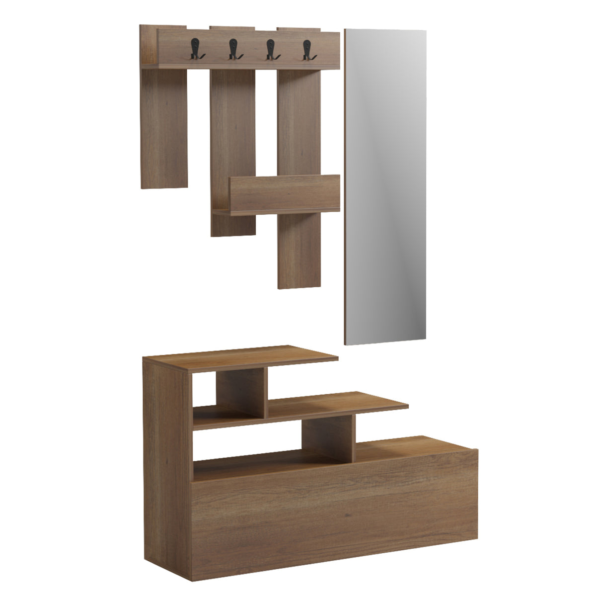 Входно обзавеждане с огледало MEZZO меламин в естествен цвят 100x30x61hcm