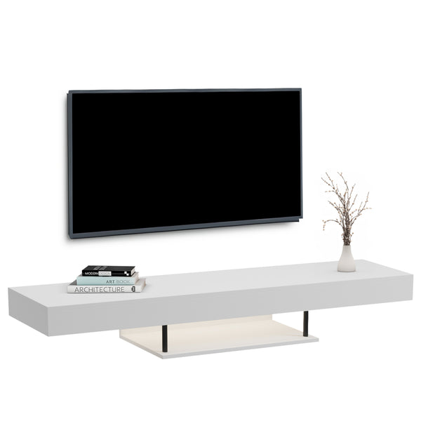 Стенен тв шкаф led SAVOR  меламин в бяло 150x29.5x22hсм