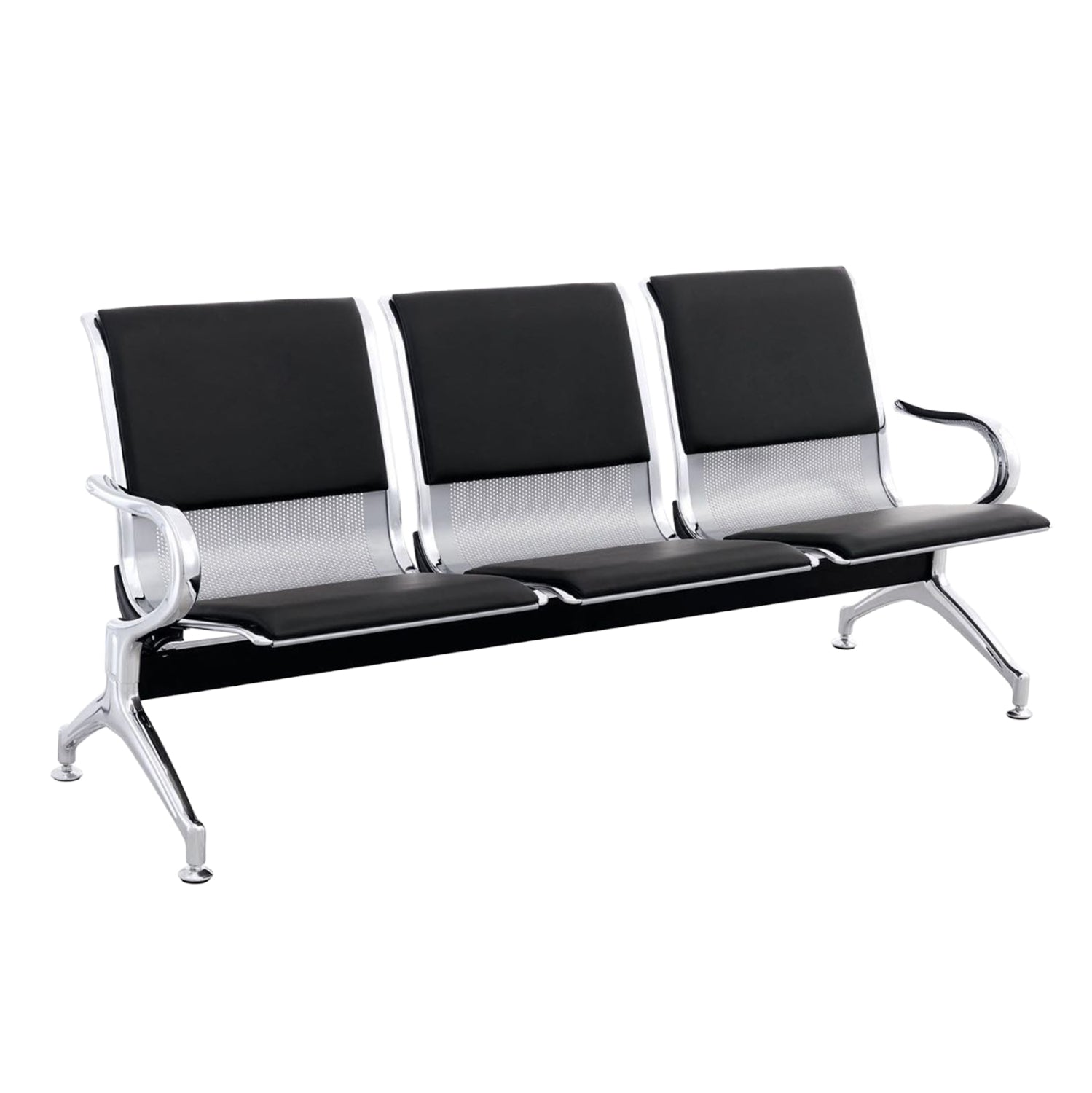 Триместна пейка ,AVIATOR  металик с черен pu 171x64x76см.