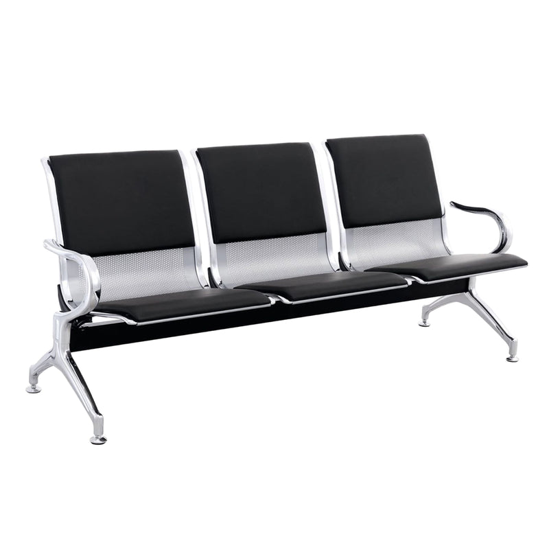 Триместна пейка ,AVIATOR  металик с черен pu 171x64x76см.