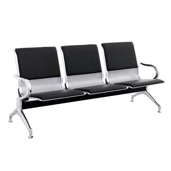 Триместна пейка ,AVIATOR  металик с черен pu 171x64x76см.