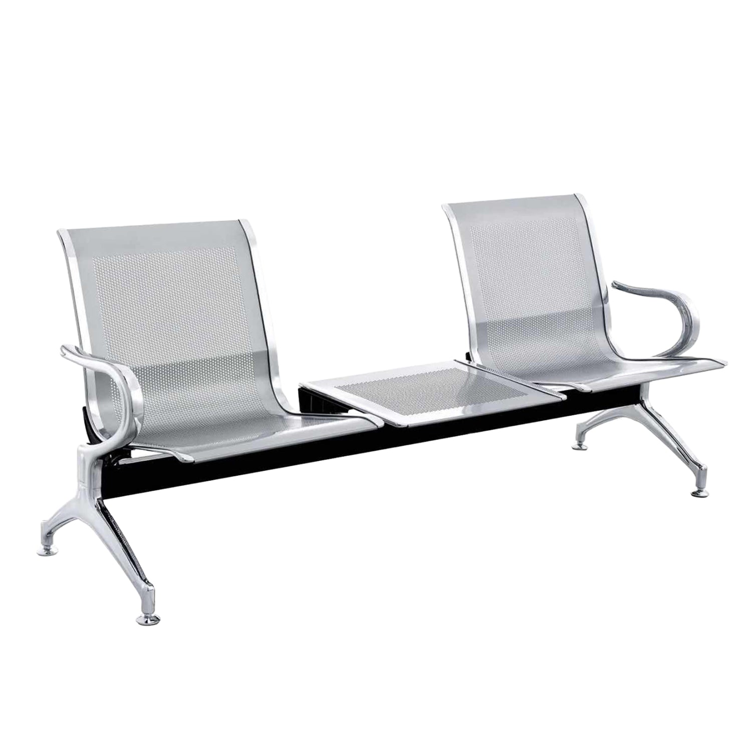 Двуместна пейка + маса, AVIATOR метална мрежа, сребрист/сив цвят, 171x64x76см.