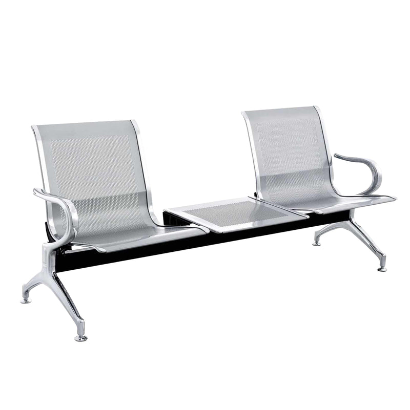 Двуместна пейка + маса, AVIATOR метална мрежа, сребрист/сив цвят, 171x64x76см.