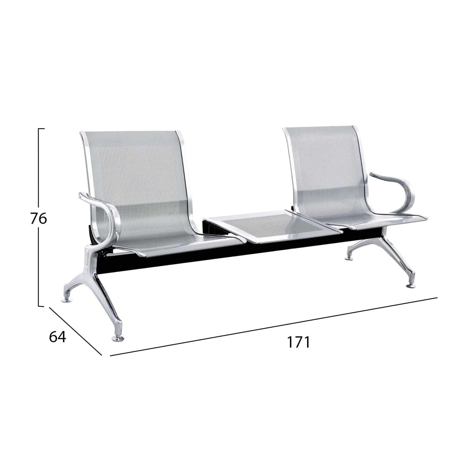 Двуместна пейка + маса, AVIATOR метална мрежа, сребрист/сив цвят, 171x64x76см.