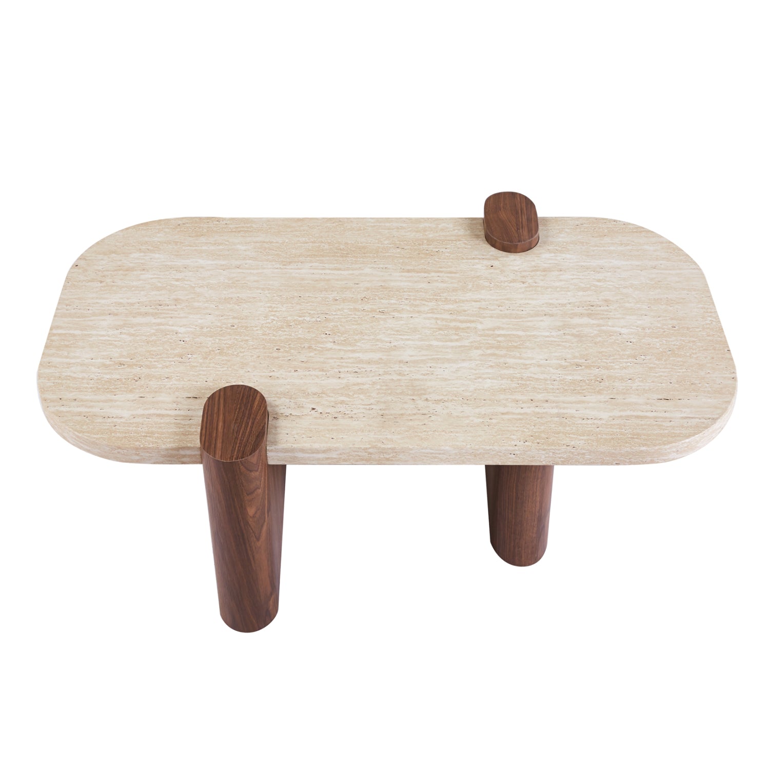 Масичка за кафе arden с mdf плот в цвят травертин и mdf крака в орех, 120x60x40всм.