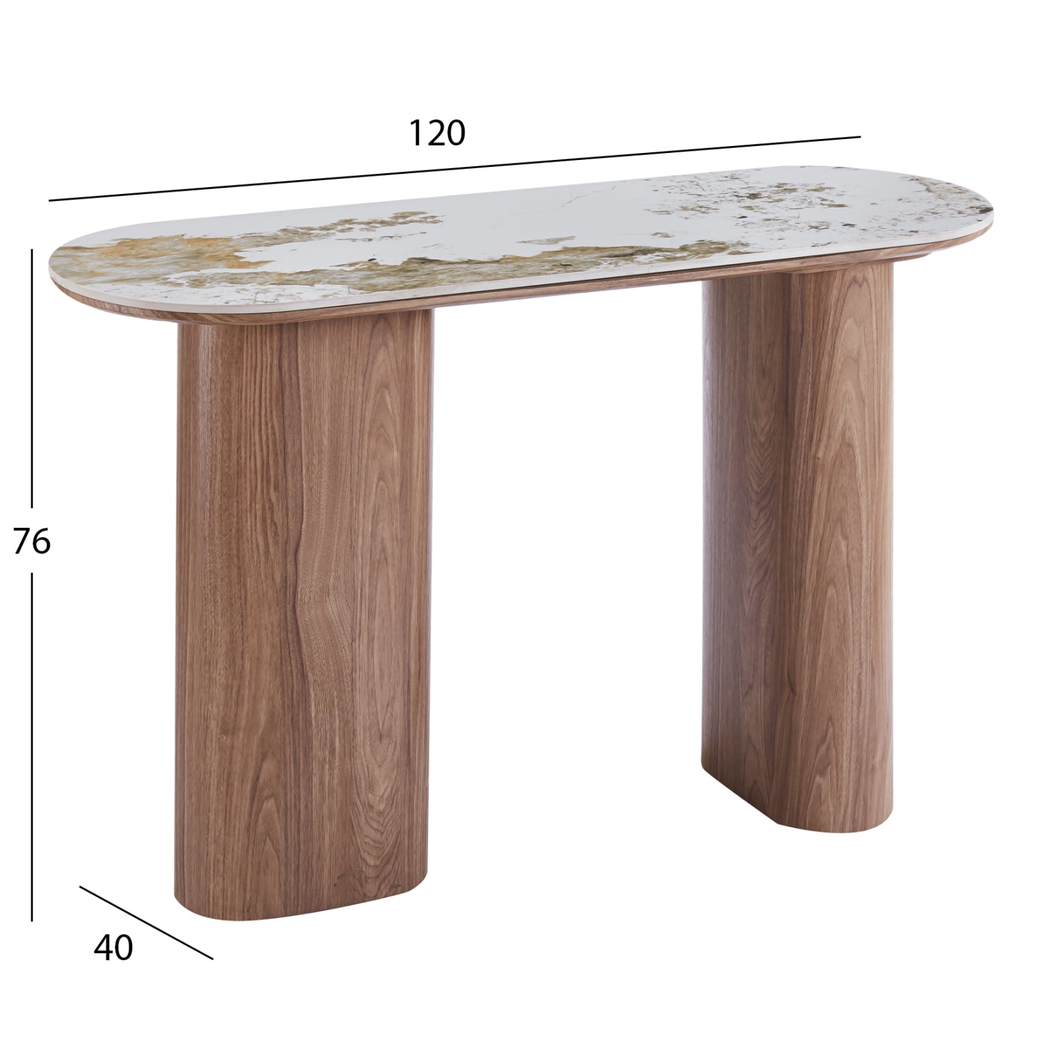 Конзолен плот marblex в цвят pandora -- mdf крака в орех 120x40x76всм.
