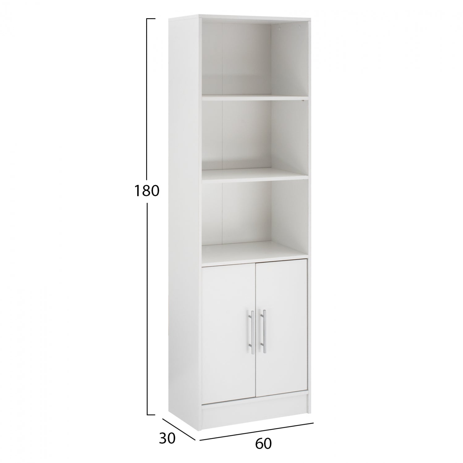 Библиотека ENSLEY бял цвят 60x30x180см