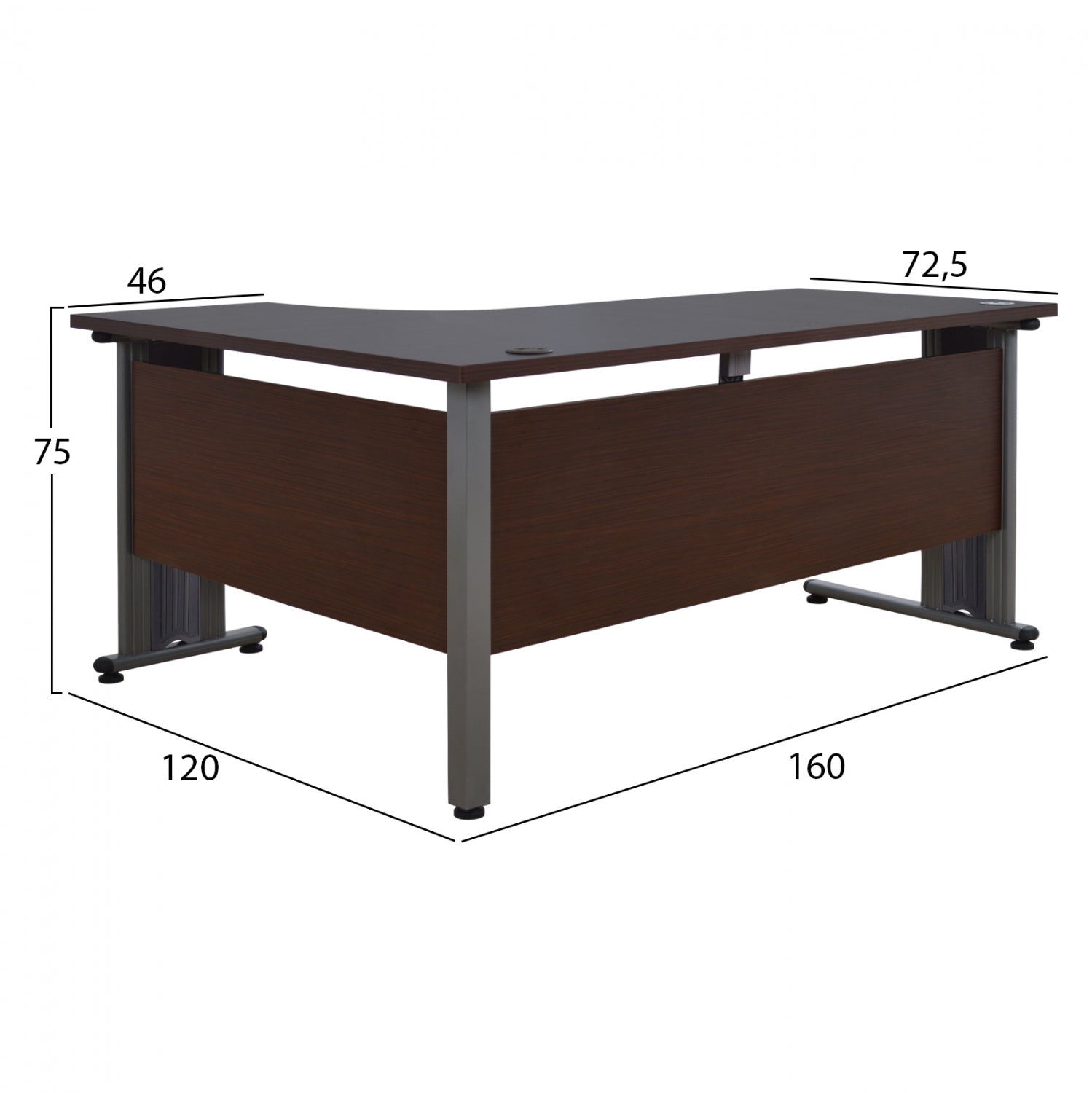 Професионално бюро Valden цвят венге  десен ъгъл 160x120x75см