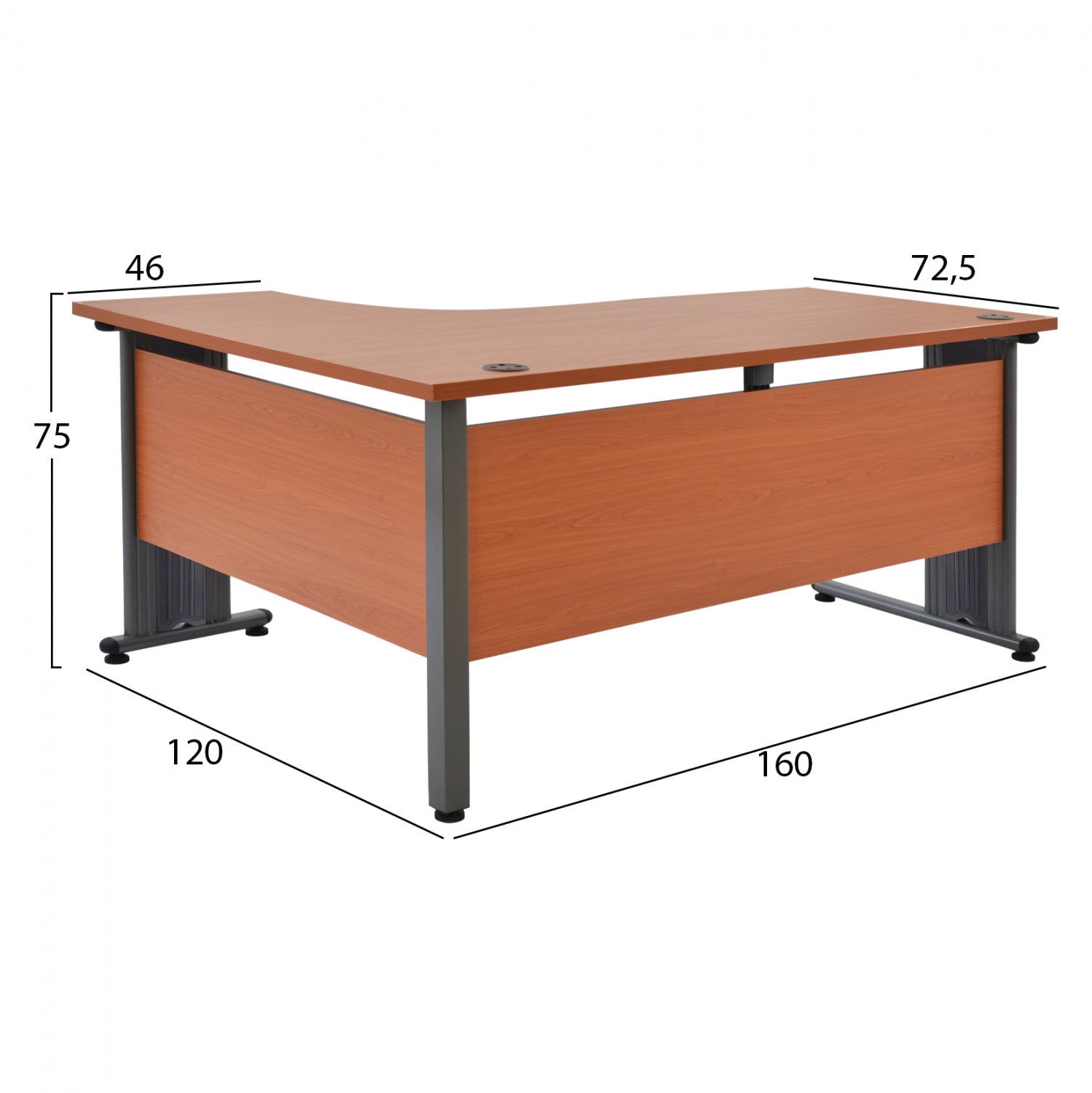 Професионално бюро Valden цвят череша  десен ъгъл  160x120x75см