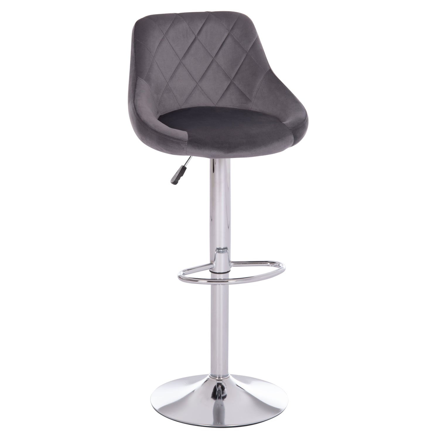 Бар стол ROSE КГ204.41 с хромиран амортисьор и сиво кадифе 48x45x105см.
