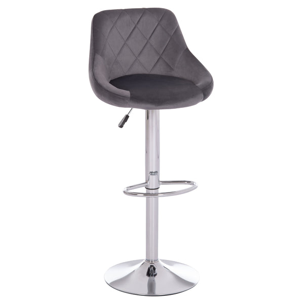 Бар стол ROSE КГ204.41 с хромиран амортисьор и сиво кадифе 48x45x105см.