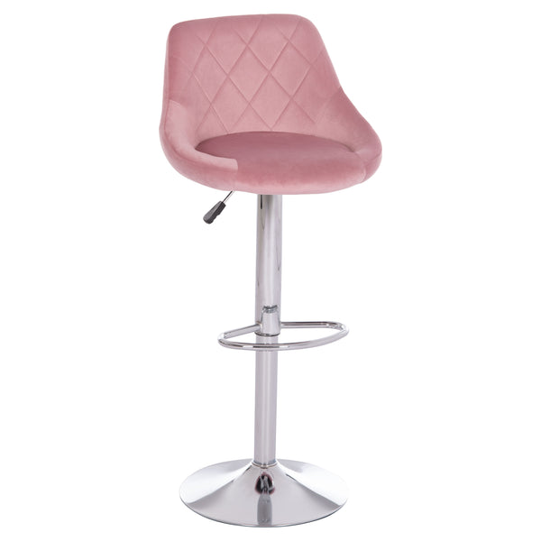 Бар стол ROSE КГ204.42 с хромиран амортисьор и кадифе в цвят гнила ябълка 48x45x105см.
