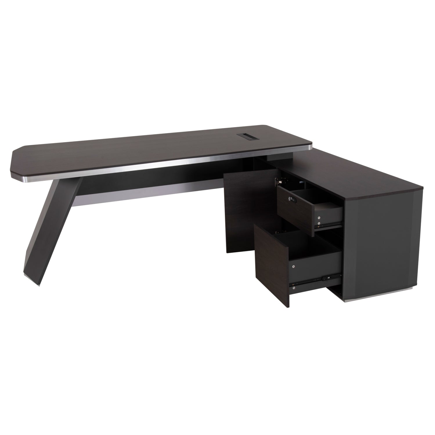 Префесионално офис бюро ROSEWOOD десен ъгъл цвят венге-сив 220X180X76см