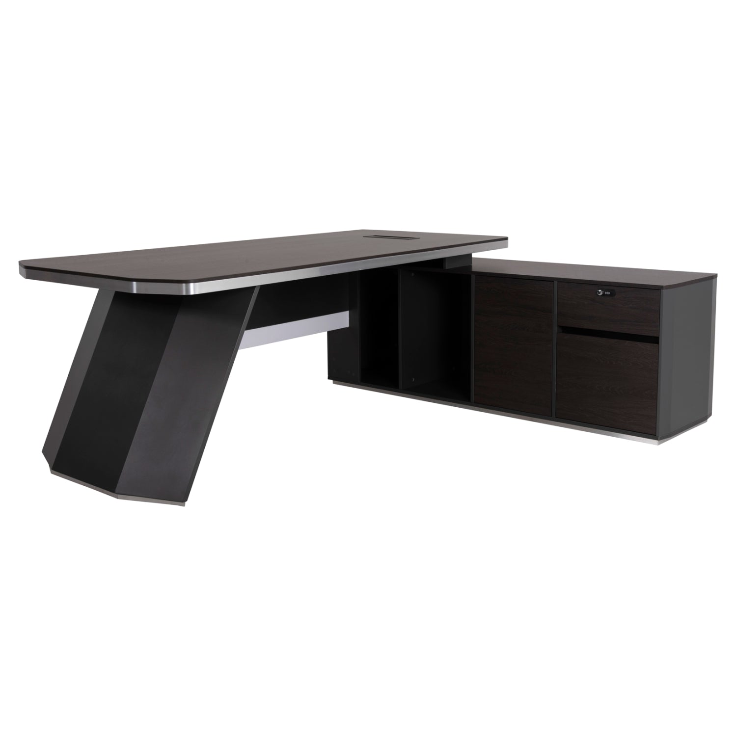 Префесионално офис бюро ROSEWOOD десен ъгъл цвят венге-сив 220X180X76см