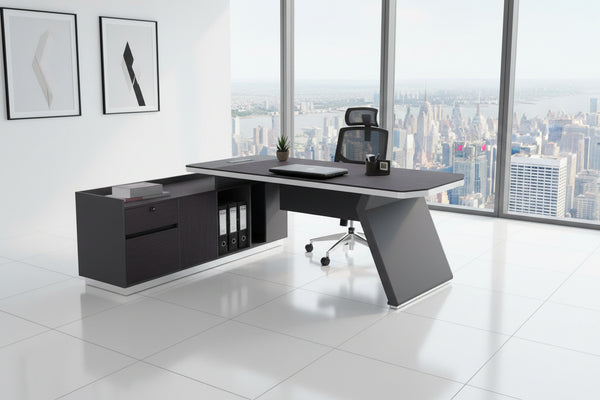 Офис бюро  ROSEWOOD сив цвят 220X180X76см