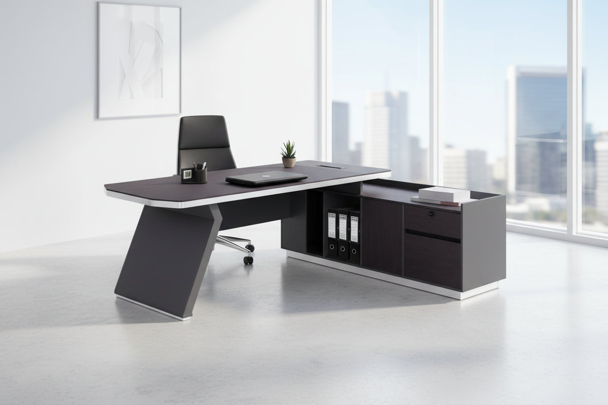 Бюро професинално ROSEWOOD 220x180 - десен ъгъл цвят венге-сив