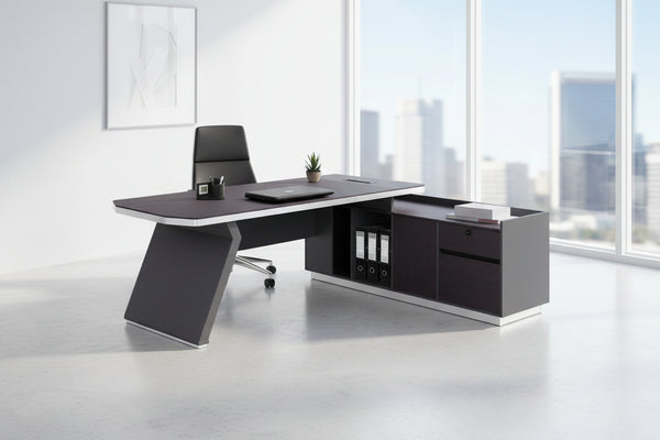 Бюро професинално ROSEWOOD 220x180 - десен ъгъл цвят венге-сив