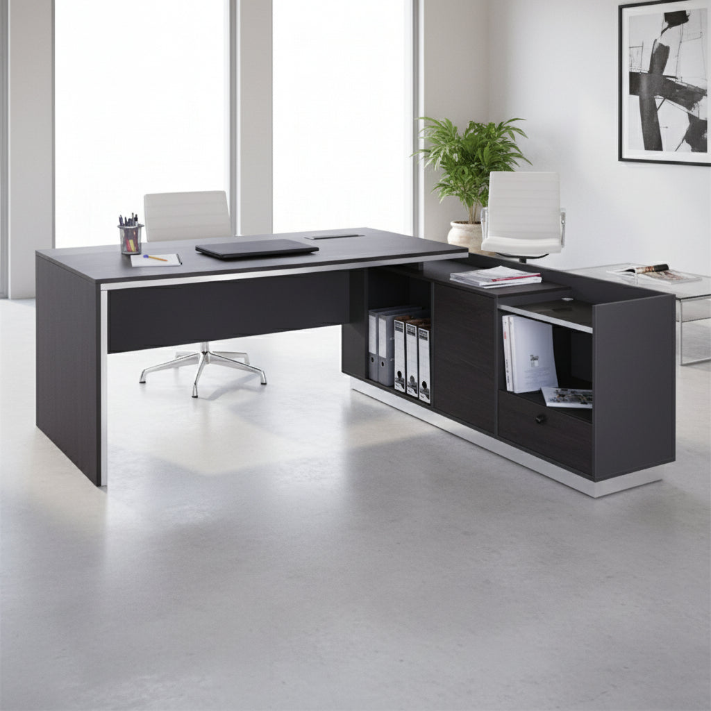 Офис бюро ROSEWOOD  - десен ъгълцвят венге-сив 180X170X76см