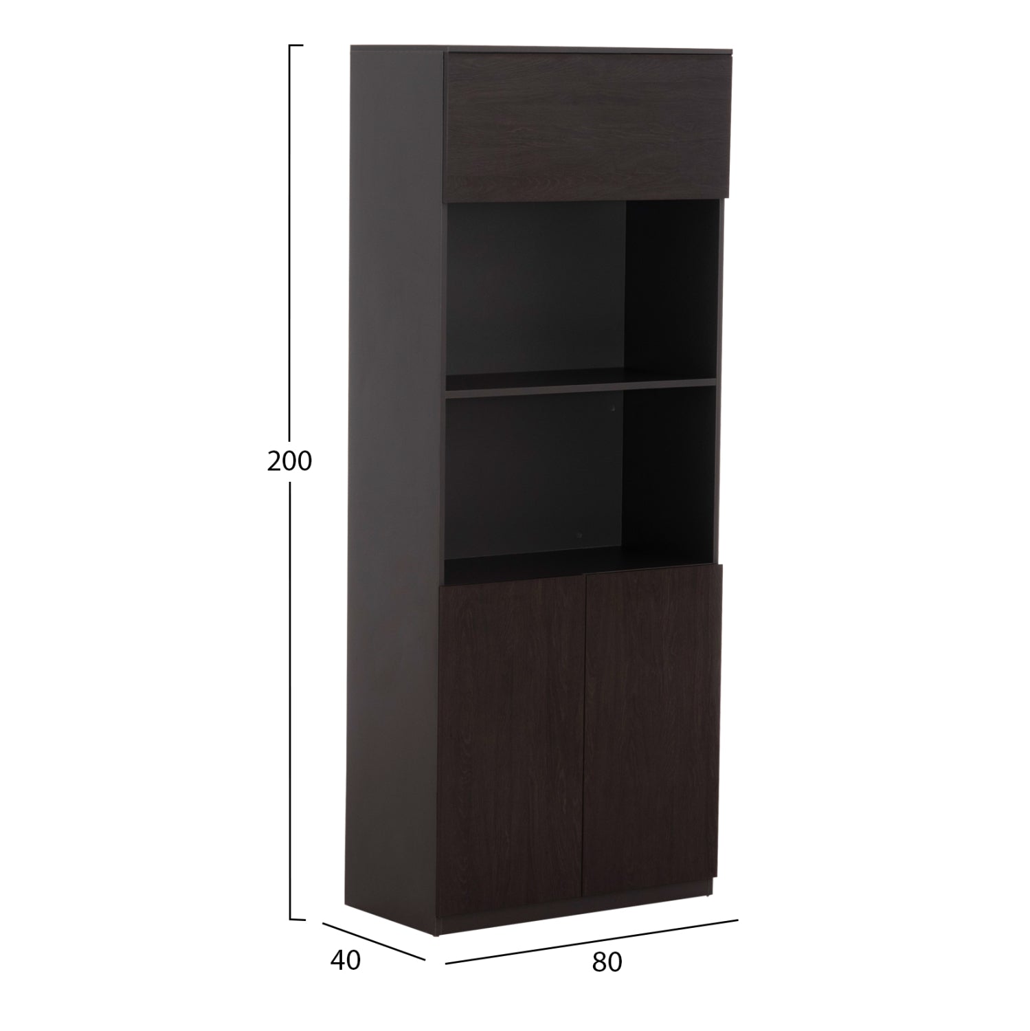 Библиотека ROSEWOOD  80х200 -цвят венге-сив 80Χ40Χ200см