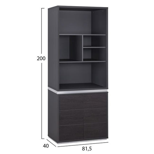 Библиотека ROSEWOOD цвят венге-сив 150Χ40Χ200см