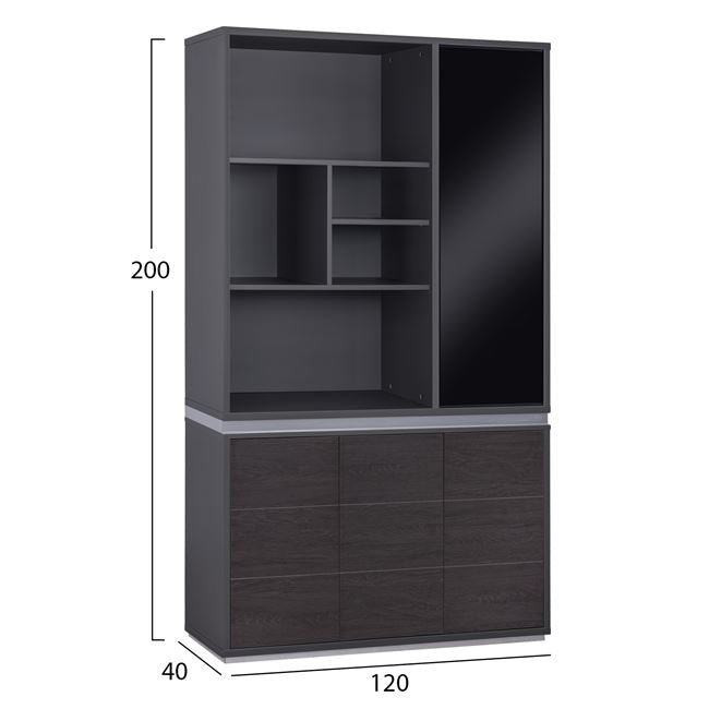 Библиотека ROSEWOOD 120х200 -цвят венге-сив
