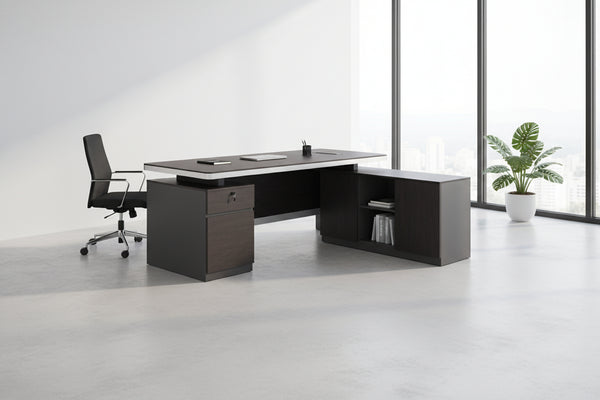 Офис бюро ROSEWOOD 180x160 - десен ъгъл венге-сив цвят