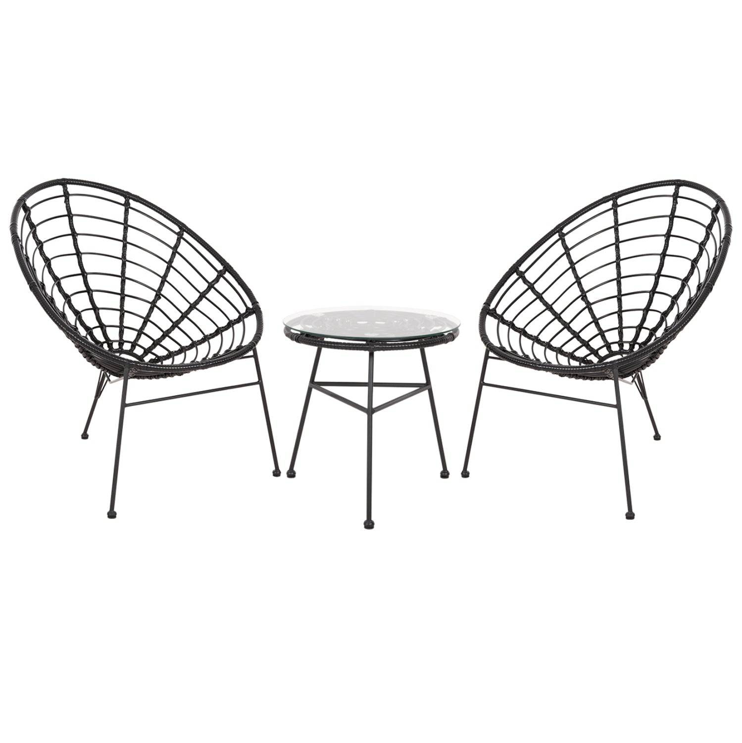 Комплект Allegra за градина от 2 кресла  и маса ф45/46см, черен ратан и метал