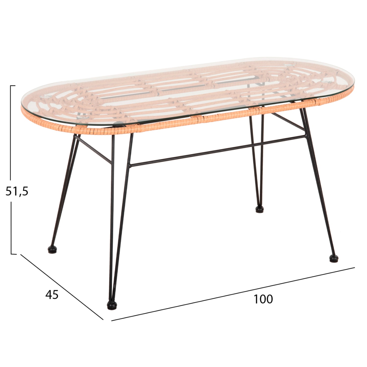 Комплект за  градина от 4 части диван с 2 кресла и маса 100/45/51.5см Аllegra  бежово-черен метал