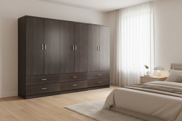 Гардероб REINA 6 крилен цвят зебрано 240 x 42 x 181 см