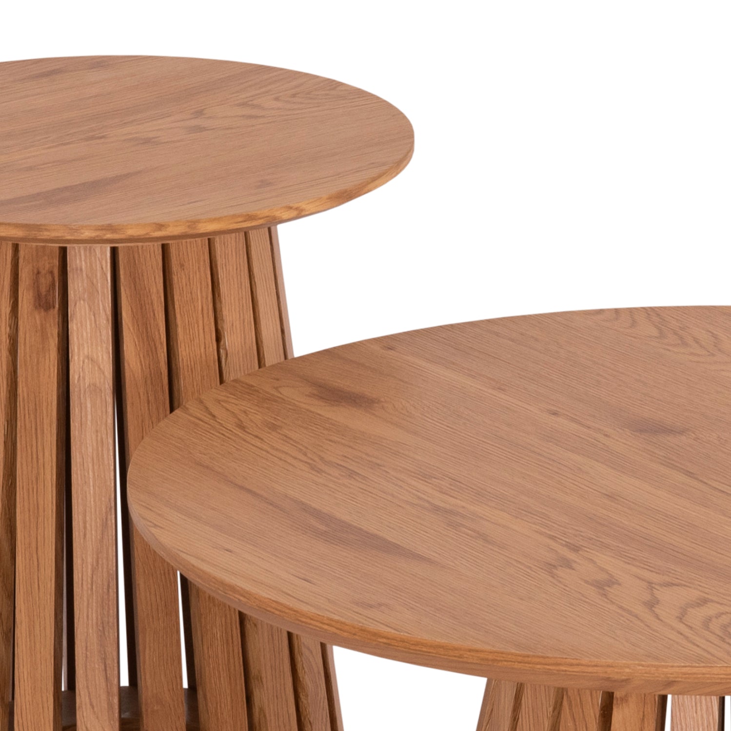 Комплект  2 холни маси TALBERT МДФ естествено дърво Φ80см и Φ45см