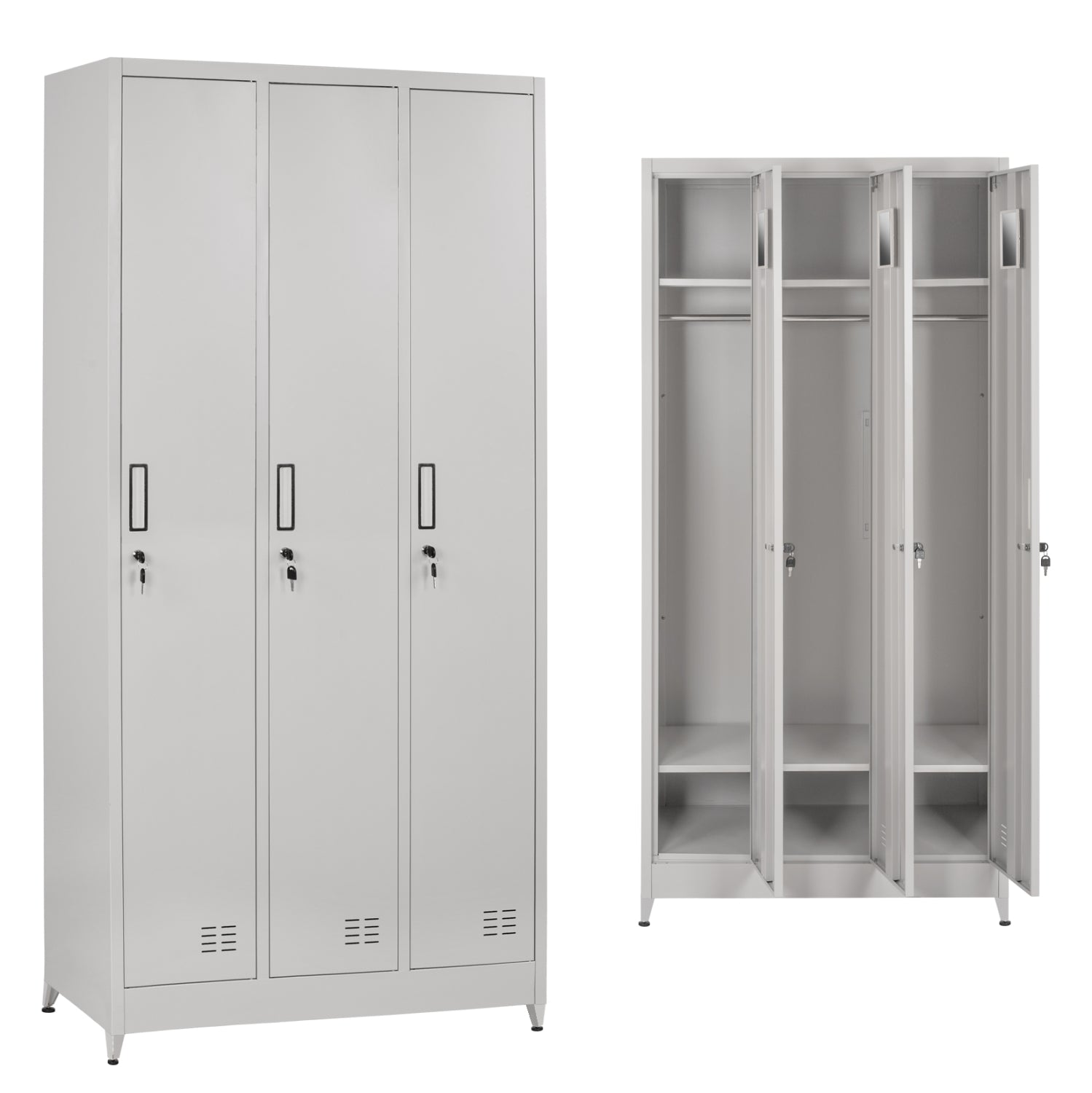 Метален гардероб ALTONA сив цвят 90x45x195 см