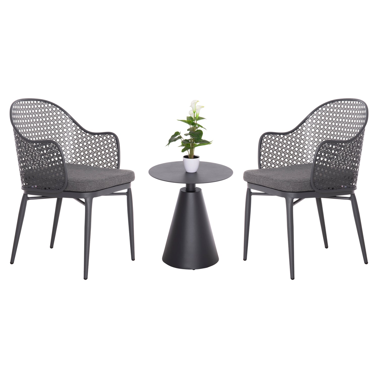 Комплект за отдих 3бр Оrego алуминиев  в тъмно сиво с маса Φ50x56