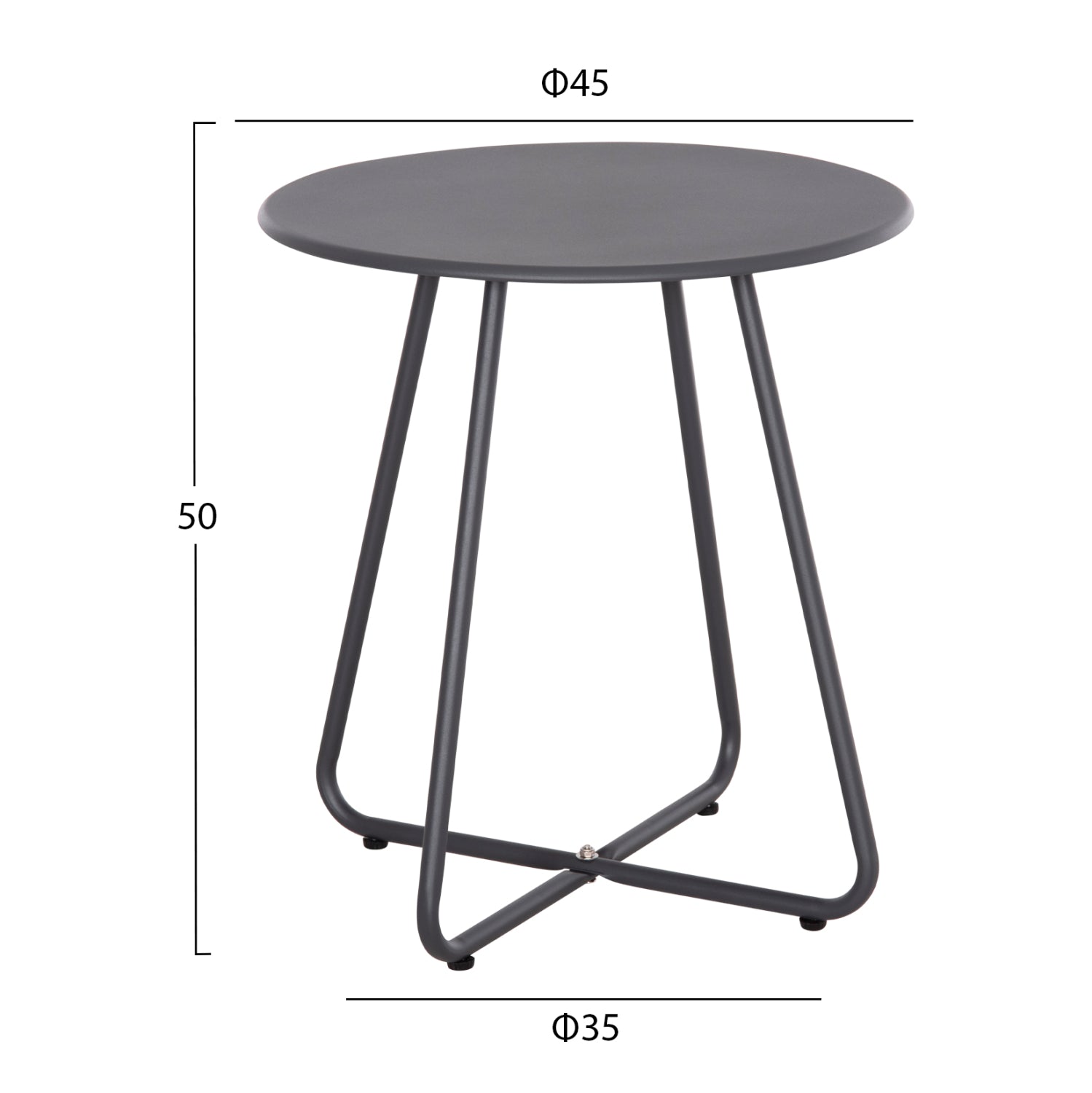 Градински комплект  Orego 3бр от алуминий и метал в тъмно сиво с маса Φ50x56