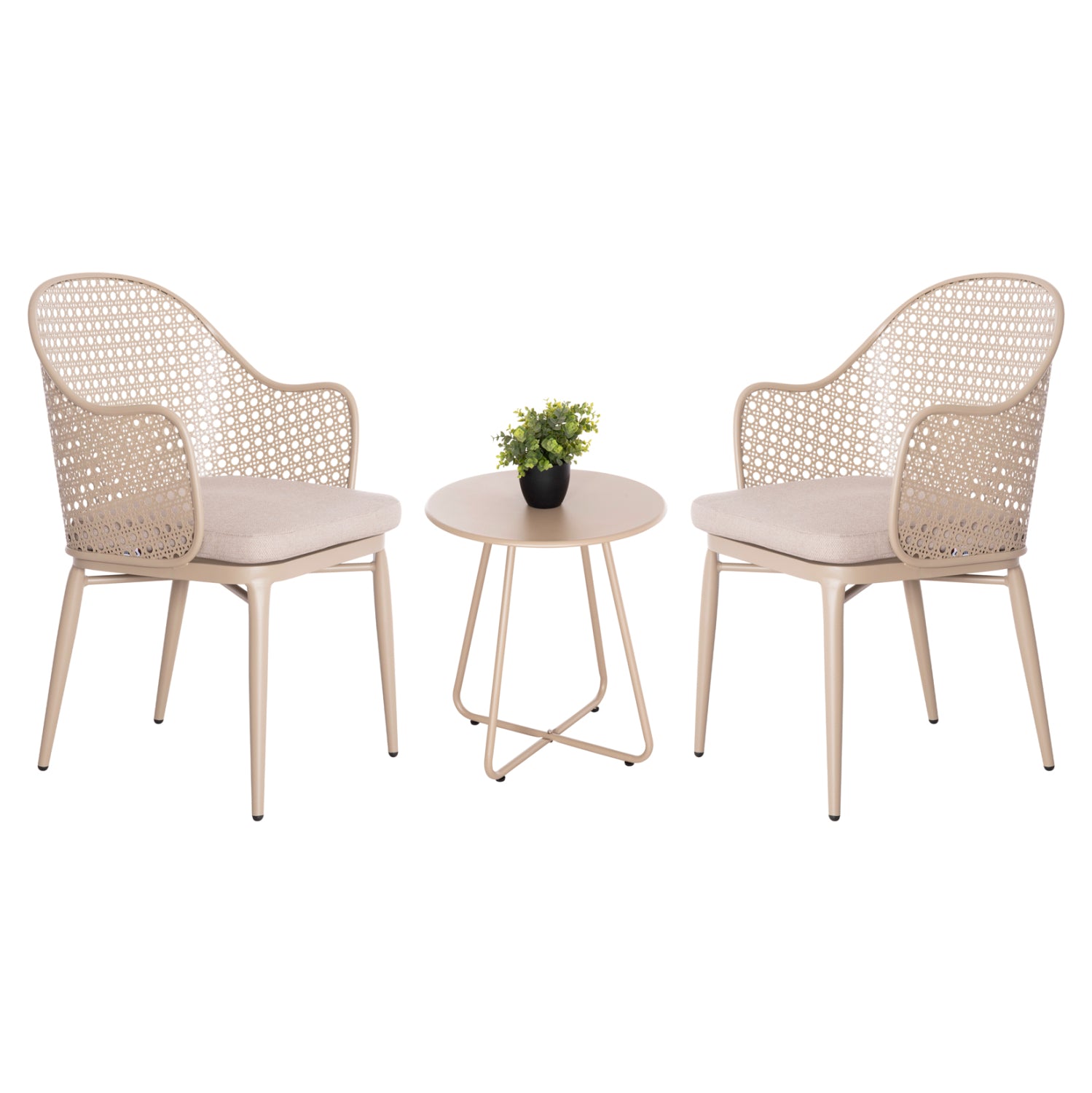 Комплект за отдих 3бр Оrego алуминий и метал в капучино с маса  Φ45x50