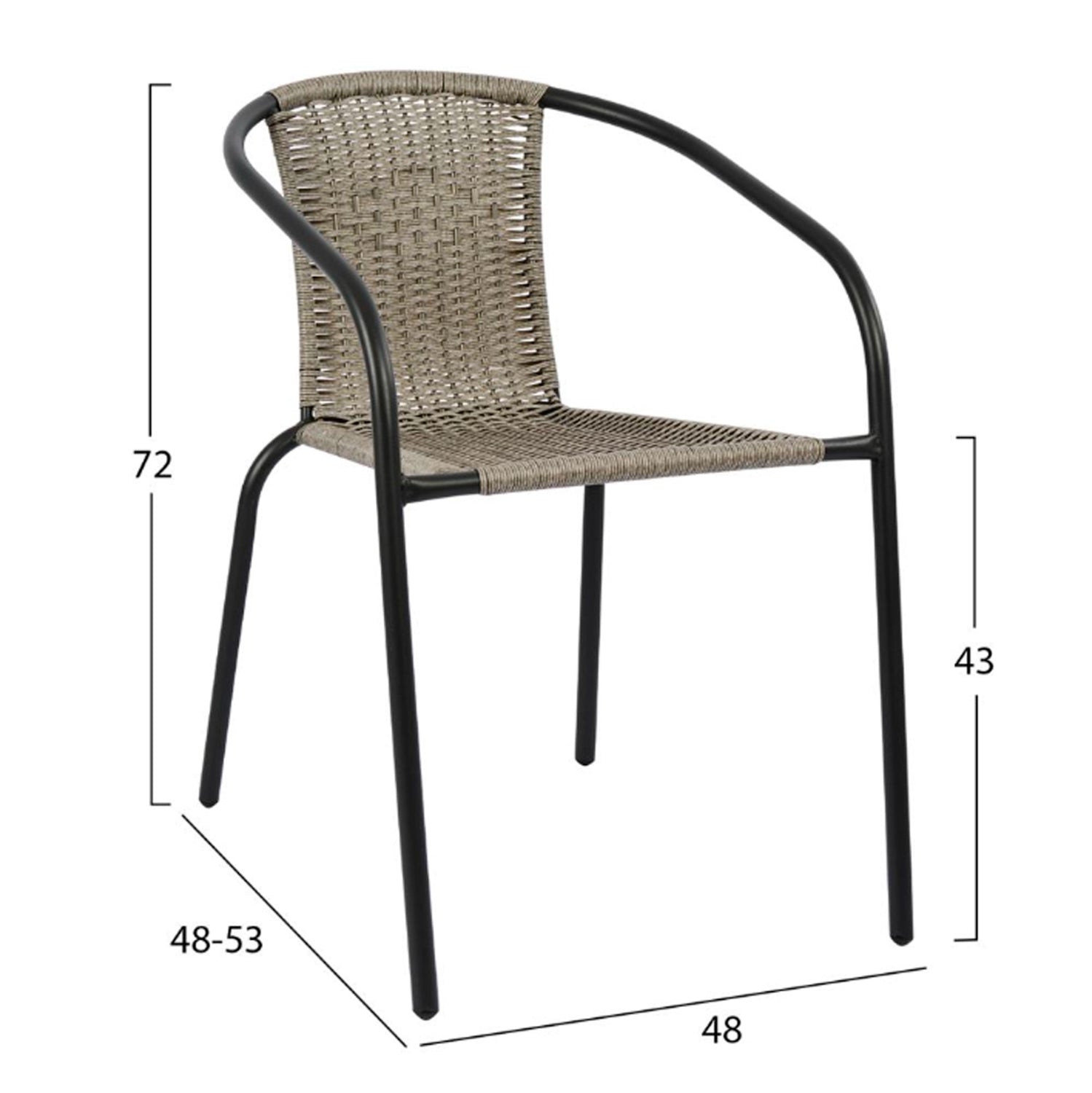 Комплект градински от 3 части маса Лима Φ60x68 с 2 стола - сив цвят