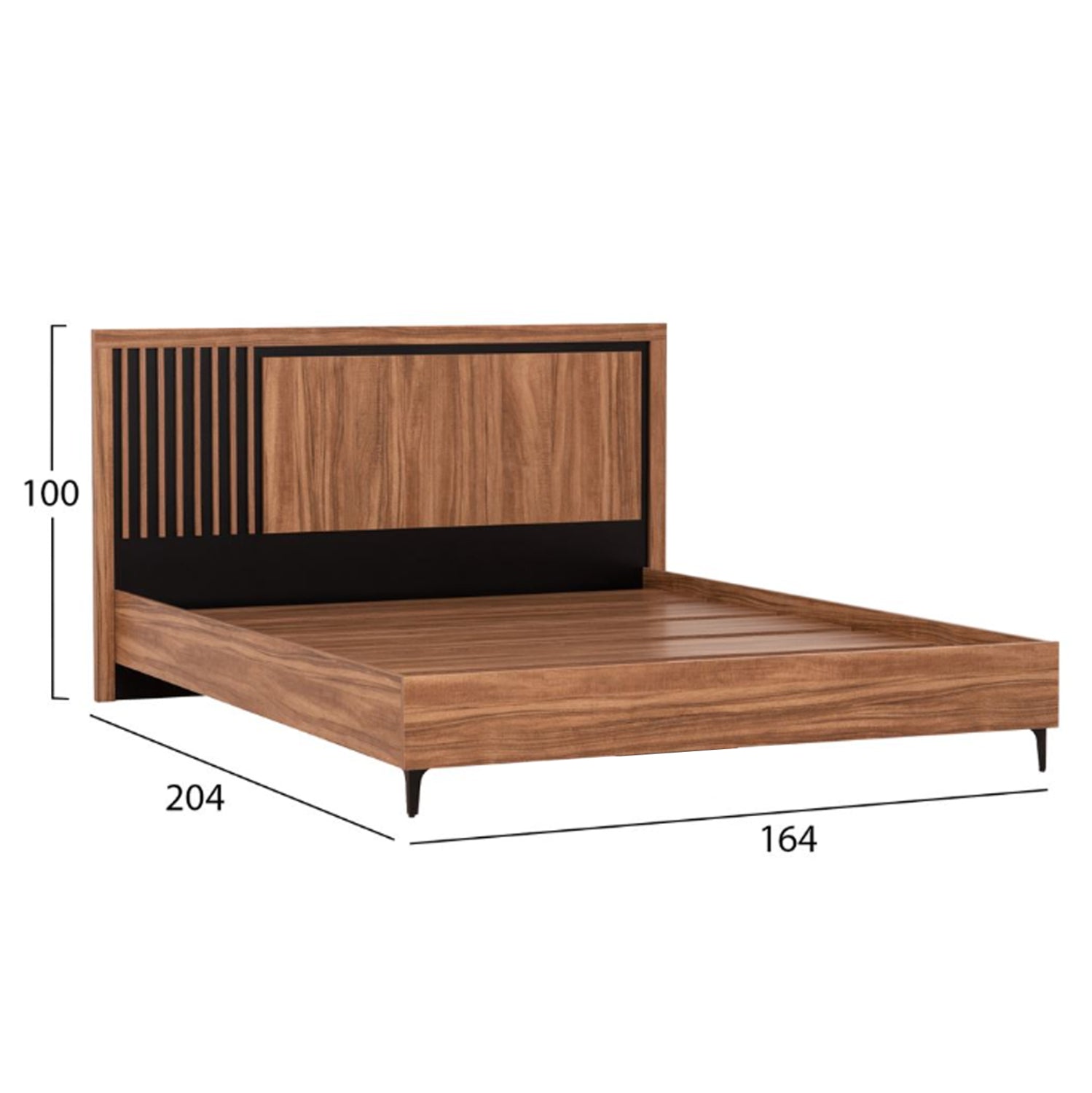 Спален комплект от 4 част harry меламин в естествено дърво и черен цвят