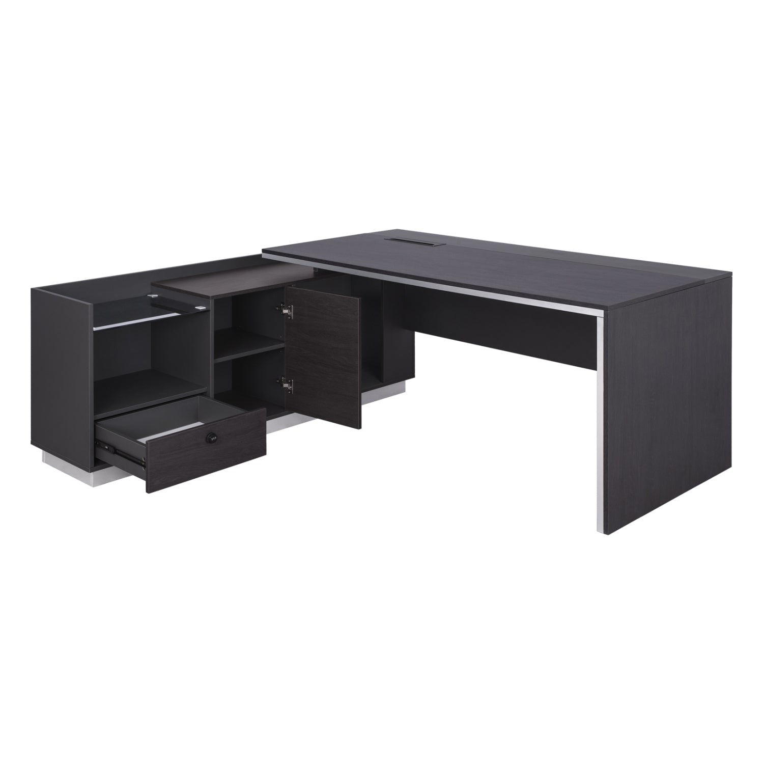 Офис бюро  ROSEWOOD  ляв ъгъл цвят венге-сив 200X160X76см