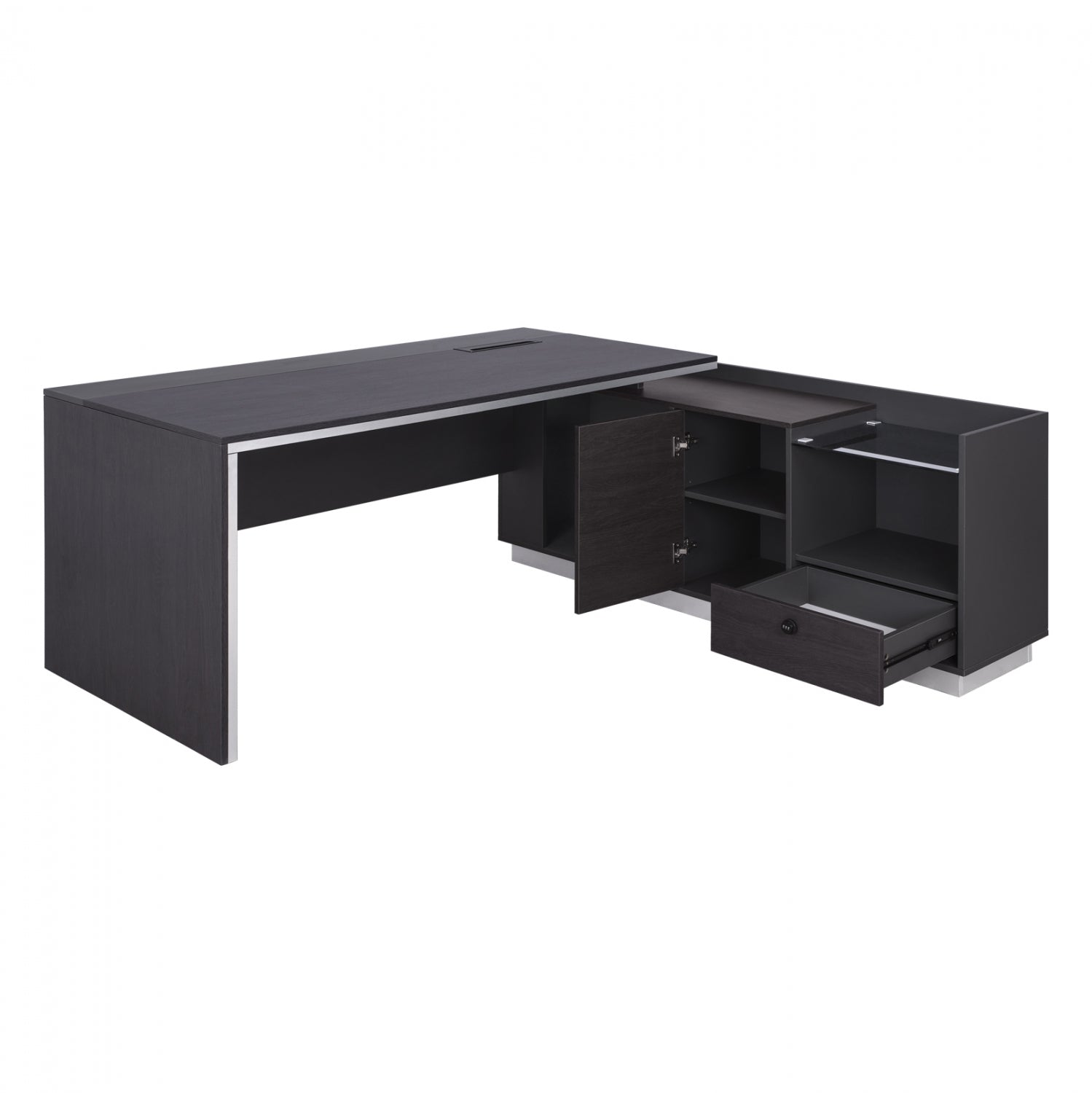 Офис бюро ROSEWOOD   десен ъгъл цвят венге-сив 200X160X76см