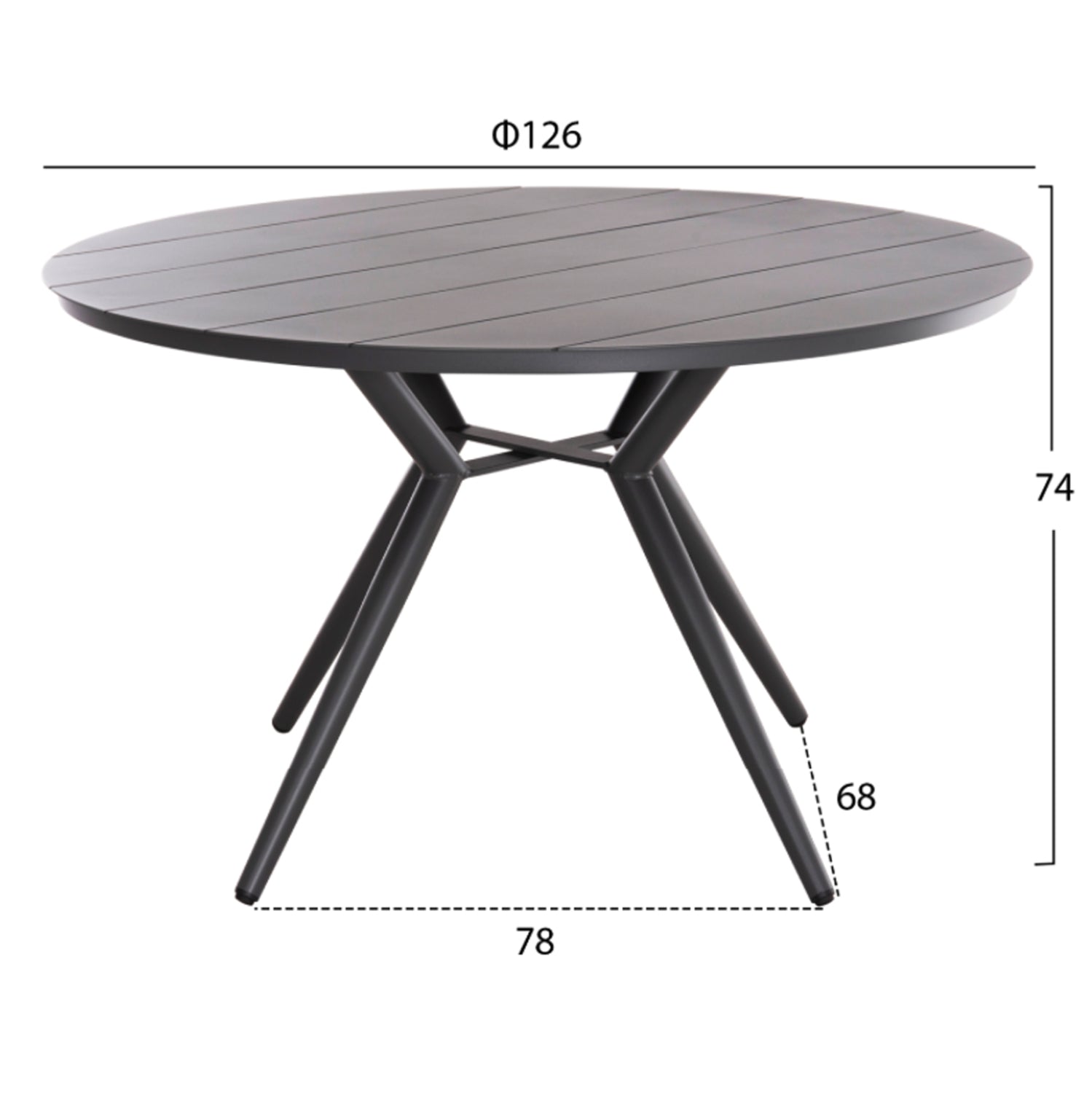 Външен трапезен комплект Space 5бр  тъмно сив алуминий--ператан с маса Φ126x74
