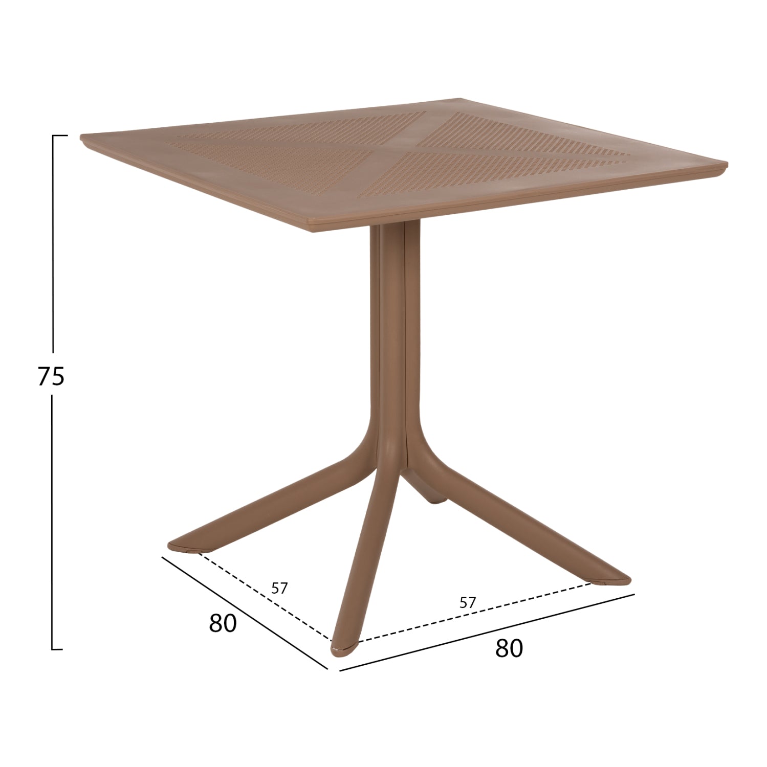 Външен трапезен комплект 3бр CLEO с маса 80x80x75 в капучино