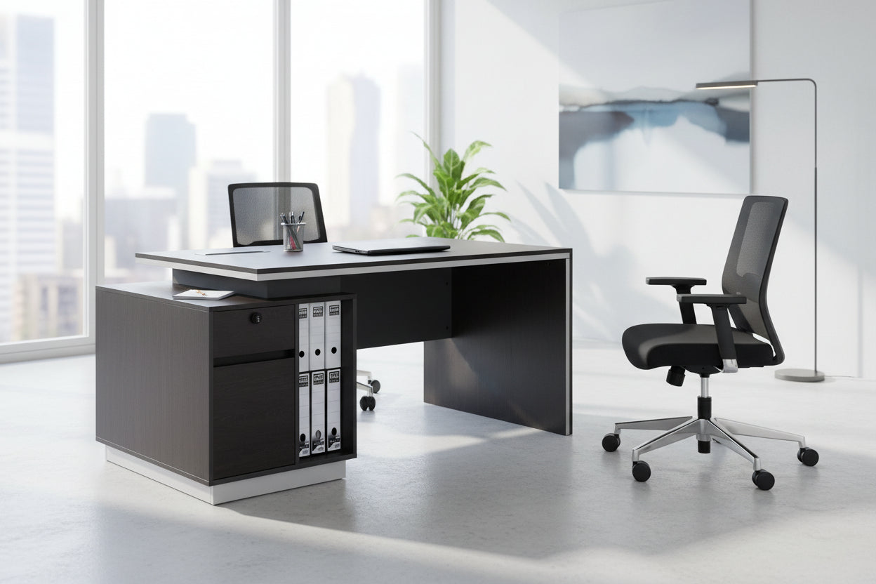 Офис бюро ROSEWOOD  ляв шкаф цвят венге-сив 180X80X76см