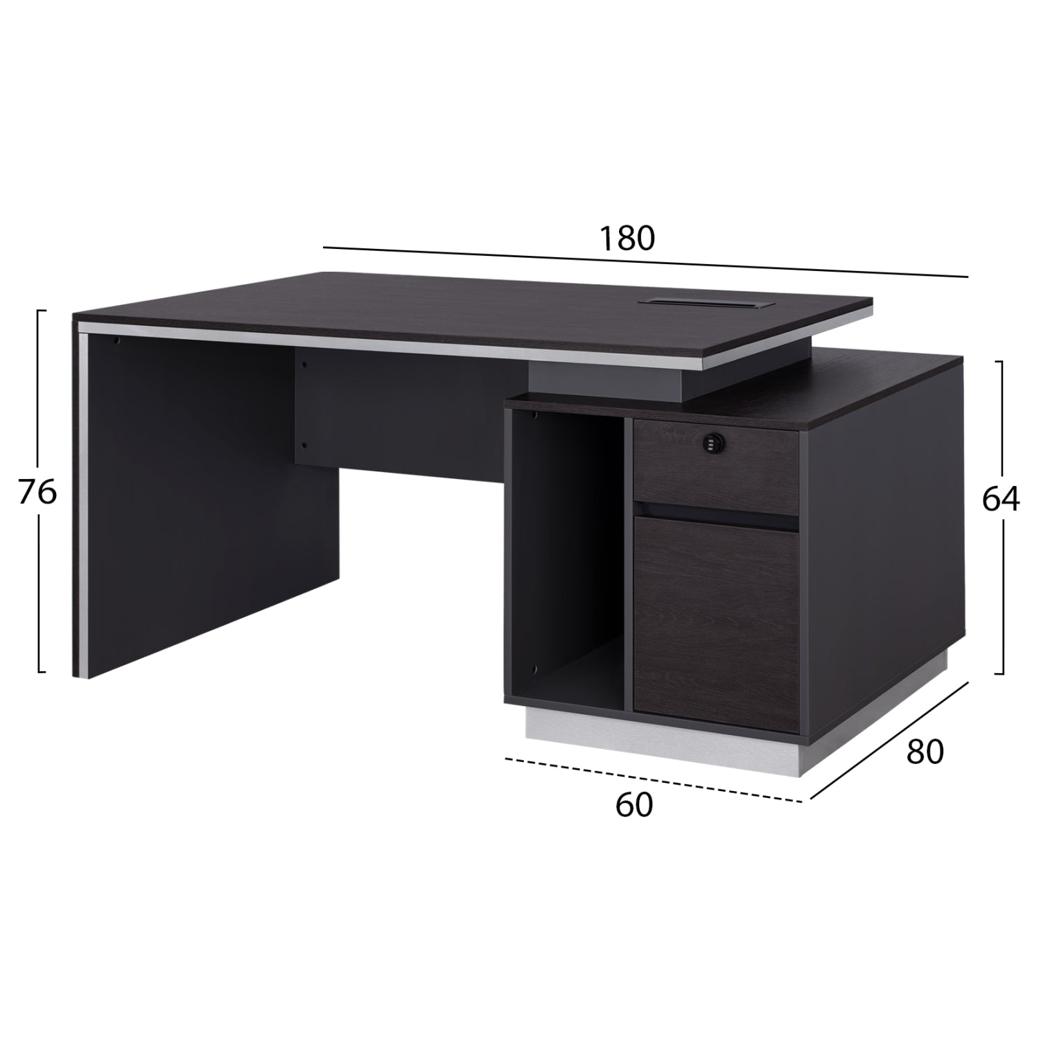 Офис бюро  ROSEWOOD  десен шкаф цвят венге 180X80X76см