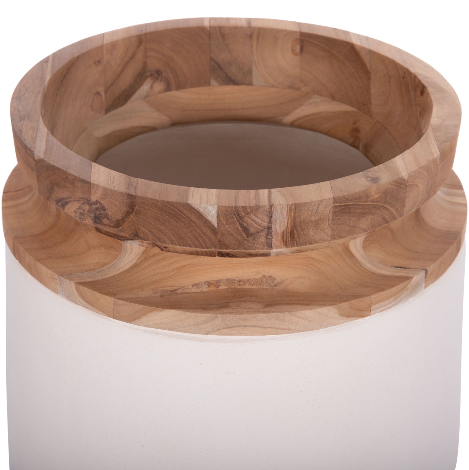 Декоративни подови вази 2бр. LINTER фибро цимент бяло-тиково дърво 47см & 60cm