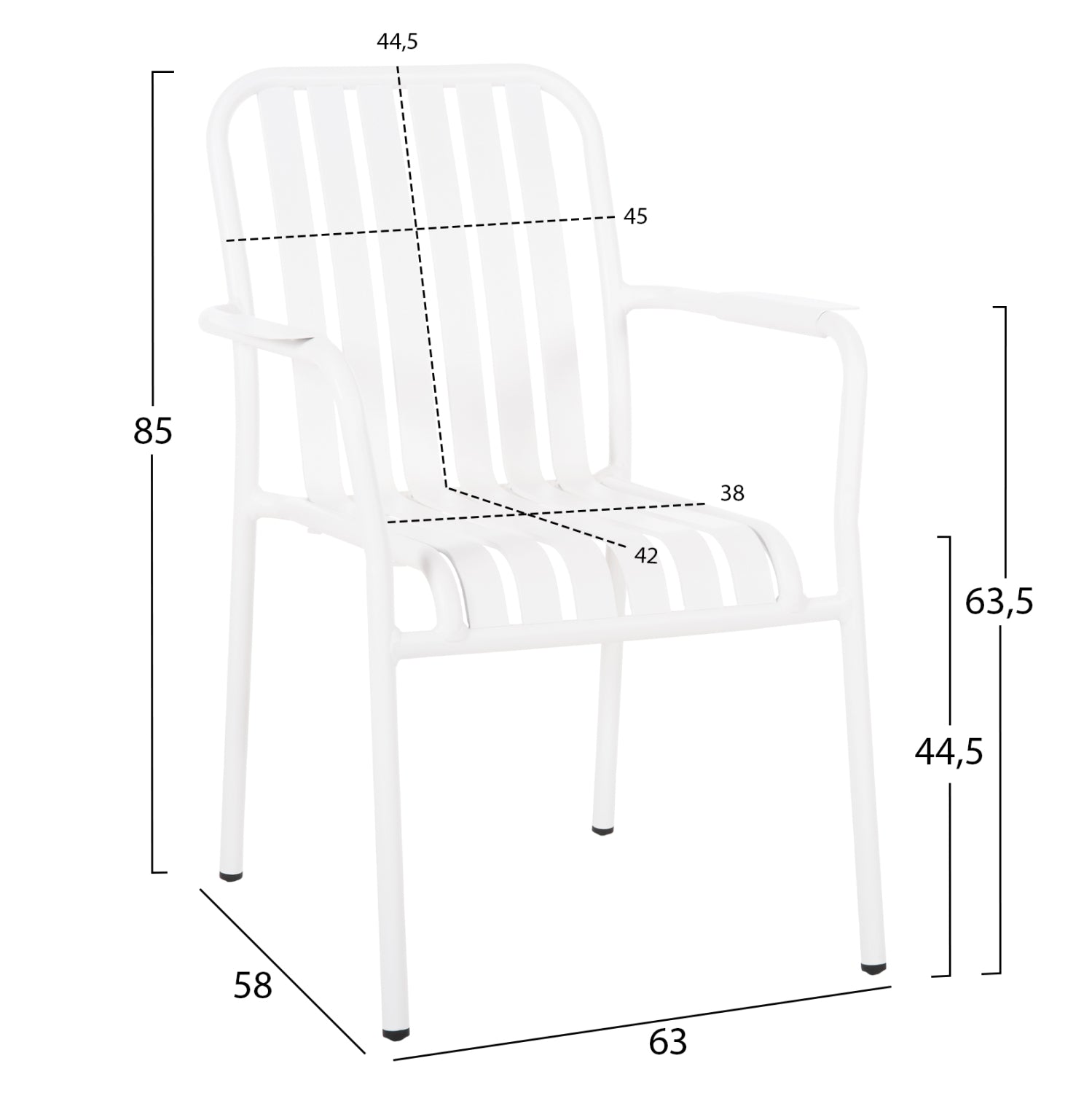 Външен трапезен комплект 7бр Крум бял алуминиев с маса 160-240x90x73