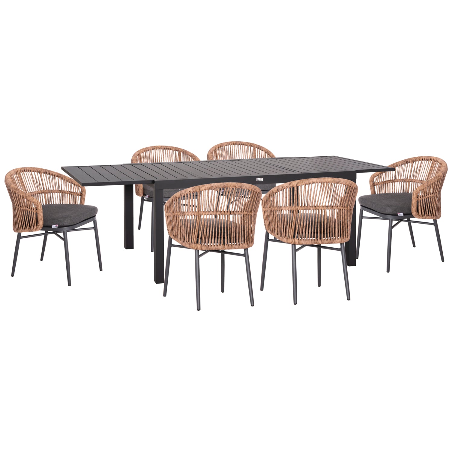 Външен трапезен комплект 7бр Кrum тъмно сив алуминий-ператан с маса160-240x90x73